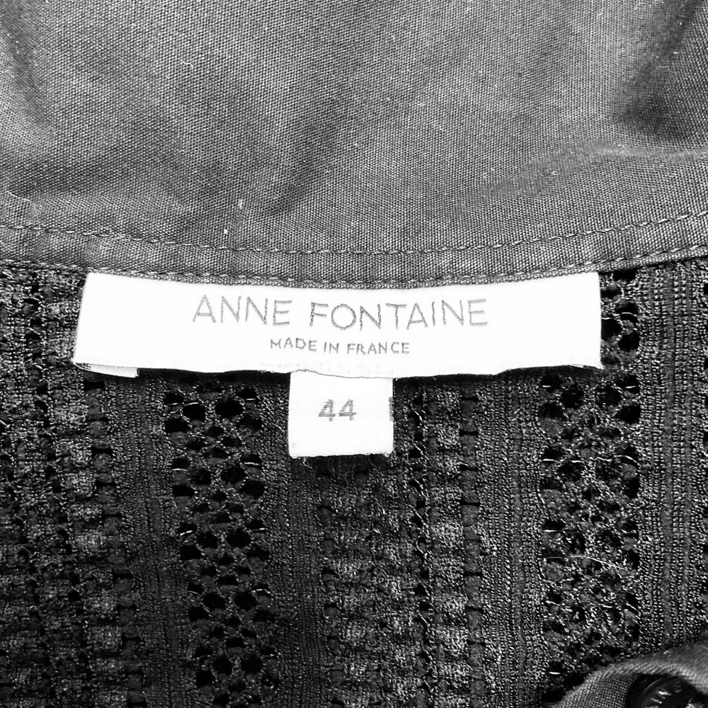 ANNE FONTAINE BLACK RUFFLED AMELIE BLOUSE - Picture 4 of 4